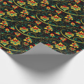 Retro Chic Russisches Weihnachtsgeschenk Khokhloma Geschenkpapier (Ecke)