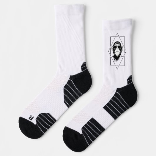 Retro-Chic Schimpans-Diamant – Geometrie trifft At Socken (Links)