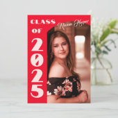 Retro Chic Script-Klasse von 2025 Foto Grad Party Einladung (Stehend Vorderseite)