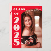 Retro Chic Script-Klasse von 2025 Foto Grad Party Einladung (Vorne/Hinten)