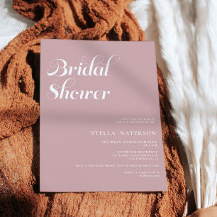 Retro chic simple dusty pink bridal shower einladung