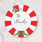 Retro Chic Spaß Peppermint Candy Elf Happy Holiday Geschenkanhänger (Rückseite)