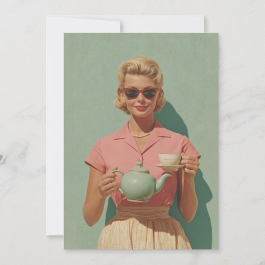 Retro-Chic-Teeparty Einladung (Vorderseite)