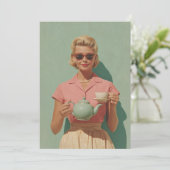 Retro-Chic-Teeparty Einladung (Stehend Vorderseite)