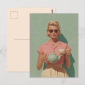Retro-Chic-Teeparty Postkarte (Vorne/Hinten)