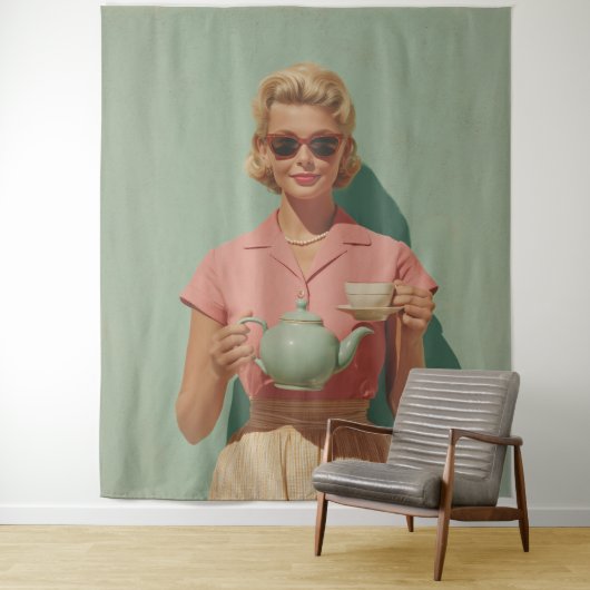 Retro-Chic-Teeparty Wandteppich (Beispiel)