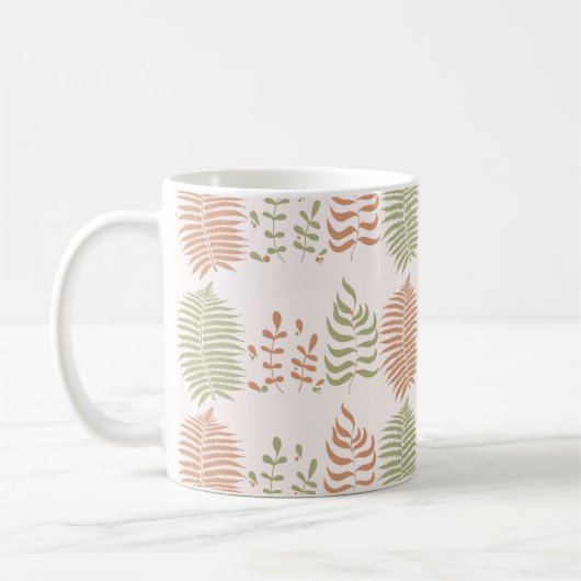 Retro Chic Terracotta Green Blätter Vibrant Y2K Kaffeetasse (Links)