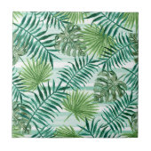Retro Chic Tropical Green Palm Blätter Art Pattern Fliese (Vorderseite)
