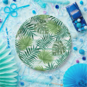 Retro Chic Tropical Green Palm Blätter Art Pattern Pappteller (Party)