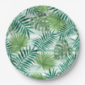 Retro Chic Tropical Green Palm Blätter Art Pattern Pappteller (Vorderseite)