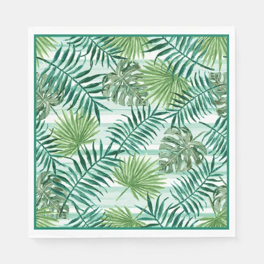 Retro Chic Tropical Green Palm Blätter Art Pattern Serviette (Vorderseite)