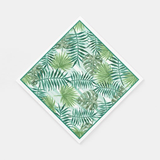 Retro Chic Tropical Green Palm Blätter Art Pattern Serviette (Ecke)