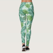 Retro Chic Tropical Green Palm Blätter Muster Leggings (Rückseite)