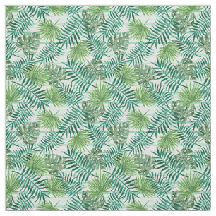 Retro Chic Tropical Green Palm Blätter Muster Stoff