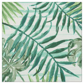 Retro Chic Tropical Green Palm Blätter Muster Stoff (Nahaufnahme)