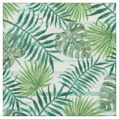 Retro Chic Tropical Green Palm Blätter Muster Stoff (Muster)