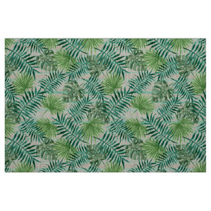 Retro Chic Tropical Green Palm Blätter Muster Stoff