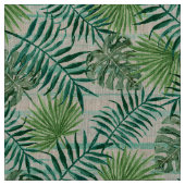 Retro Chic Tropical Green Palm Blätter Muster Stoff (Muster)