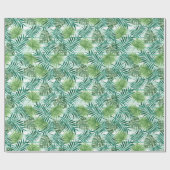 Retro Chic Tropical Green Palm Tree Blätter Foliag Geschenkpapier (Flach)