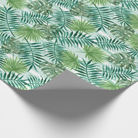 Retro Chic Tropical Green Palm Tree Blätter Foliag Geschenkpapier (Ecke)
