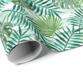 Retro Chic Tropical Green Palm Tree Blätter Foliag Geschenkpapier (Rolleneckpunkt)