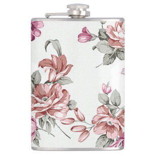 Retro Chic Verspielte Mädchenhafte Blumen Flachmann