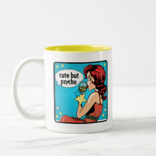 Retro Chic: Vintage Pop Art Inspirierender Spruch Zweifarbige Tasse