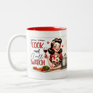 Retro Chic: Vintage Pop Art Lustiger Humor Zitat Zweifarbige Tasse
