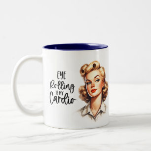 Retro Chic: Vintage sarkastische Frau der 50er Jah Zweifarbige Tasse