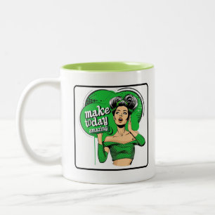 Retro Chic: Vintager Pop Kunstwerk - Zitat Zweifarbige Tasse