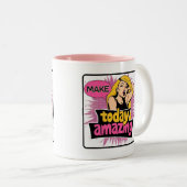 Retro Chic: Vintager Pop Kunstwerk - Zitat Zweifarbige Tasse (VorderseiteRechts)