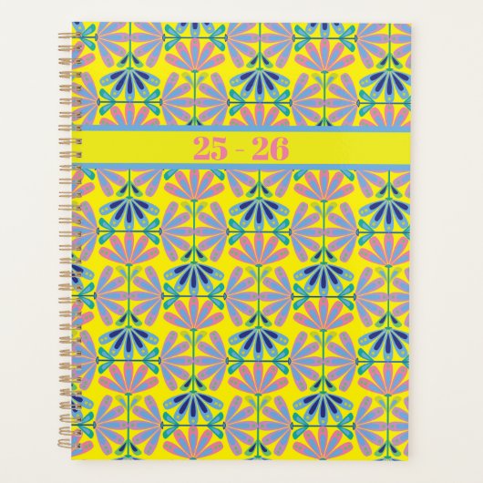 Retro Chic Yellow Planner Planer (Vorderseite)