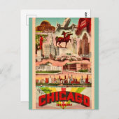 Retro Chicago Attraktionen Postkarte (Vorne/Hinten)