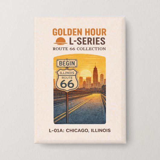 Retro Chicago Illinois Route 66 Start Landmark Button (Vorderseite)