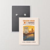 Retro Chicago Illinois Route 66 Start Landmark Button (Vorderseite/Rückseite)