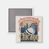 Retro Chicago Pigeon Magnet (Vorderseite/Rückseite)