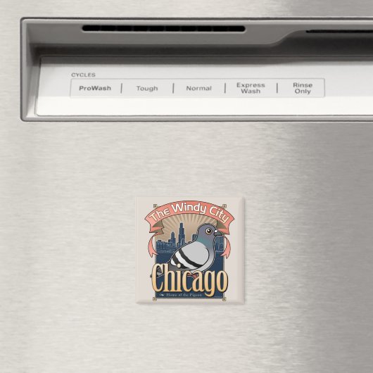 Retro Chicago Pigeon Magnet (In Situ (Geschirrspüler))