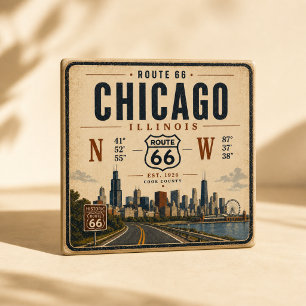 Retro-Chicago-Route-66-Kühlschrankmagnet Magnet