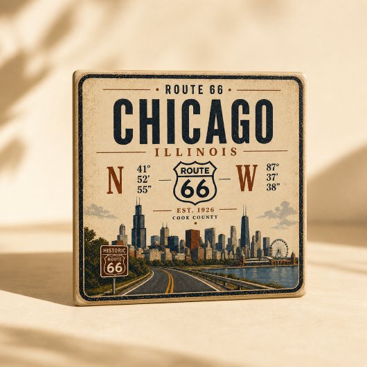 Retro-Chicago-Route-66-Kühlschrankmagnet Magnet