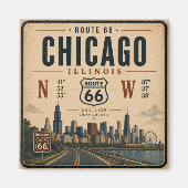 Retro-Chicago-Route-66-Kühlschrankmagnet Magnet (Vorne)