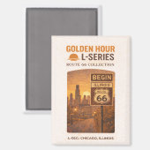 Retro Chicago Route 66 Start Landmark Kunst Magnet (Vorderseite/Rückseite)