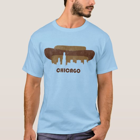 Retro Chicago Skyline-Männer T-Shirt (Vorderseite)