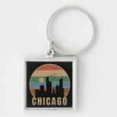 Retro Chicago Skyline Vintage Travel Schlüsselanhänger (Vorne)