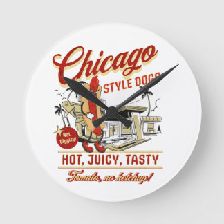Retro Chicago Style Hot Dog Wall Clock Runde Wanduhr