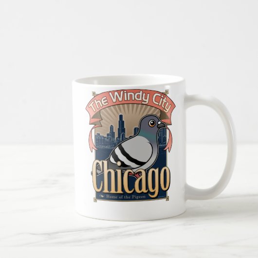 Retro Chicago-Taube Kaffeetasse (Rechts)