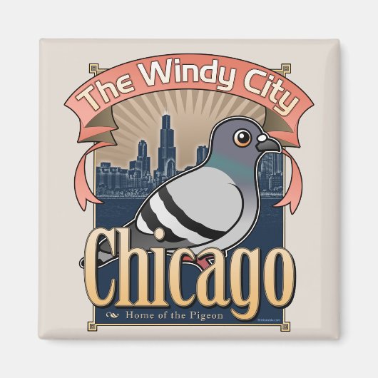 Retro Chicago Taube Magnet (Vorne)