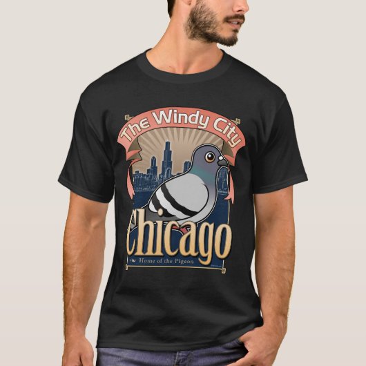 Retro Chicago-Taube T-Shirt (Vorderseite)