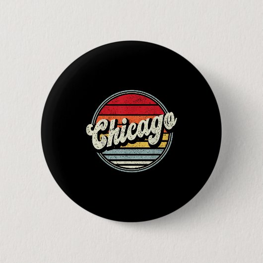Retro Chicago Zuhause Staat Cool 70er Style Sunset Button (Vorderseite)