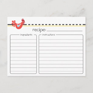 Retro Chicken Rezept Card Postkarte