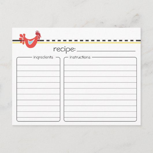 Retro Chicken Rezept Card Postkarte (Vorderseite)